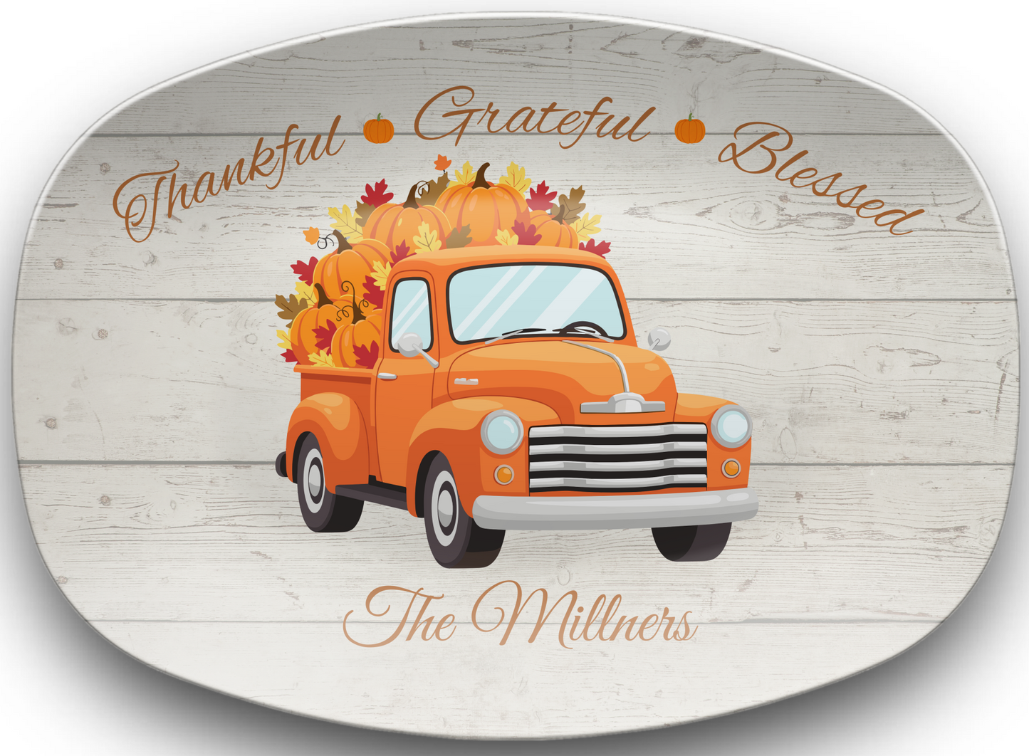 Thankful • Grateful • Blessed Personalized Thanksgiving Platter 10in x 14in