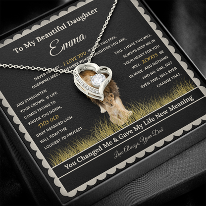 Personalized Daughter Heart Necklace with Message Card – Custom Name Gift for Daughter, Granddaughter, Bonus Daughter or Goddaughter