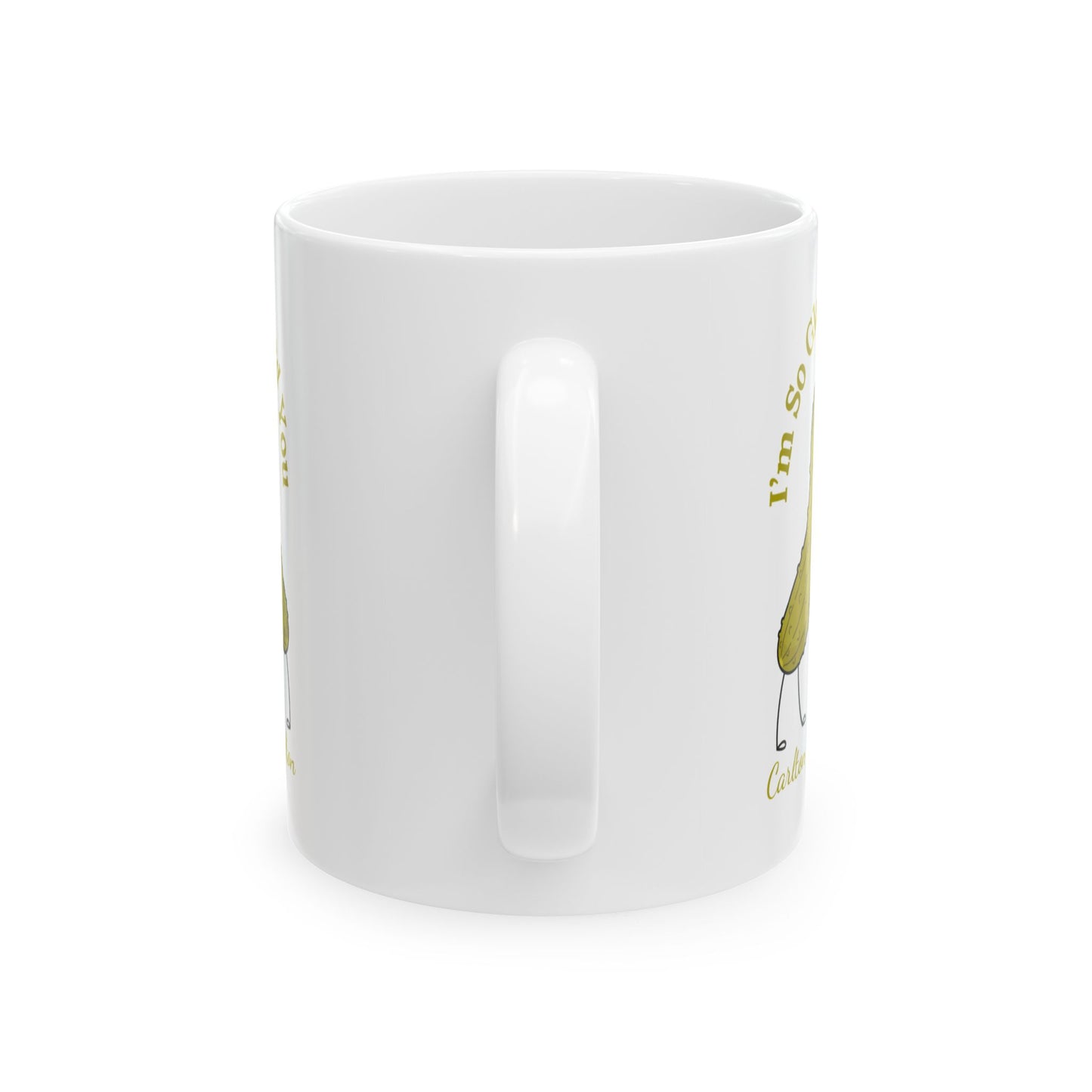 Couples PERSONALIZED "I'm So Glad I Pickled You" - Black & White Ceramic Mug, (11oz, 15oz)