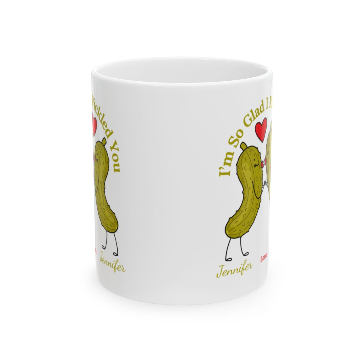 Couples PERSONALIZED "I'm So Glad I Pickled You" - Black & White Ceramic Mug, (11oz, 15oz)