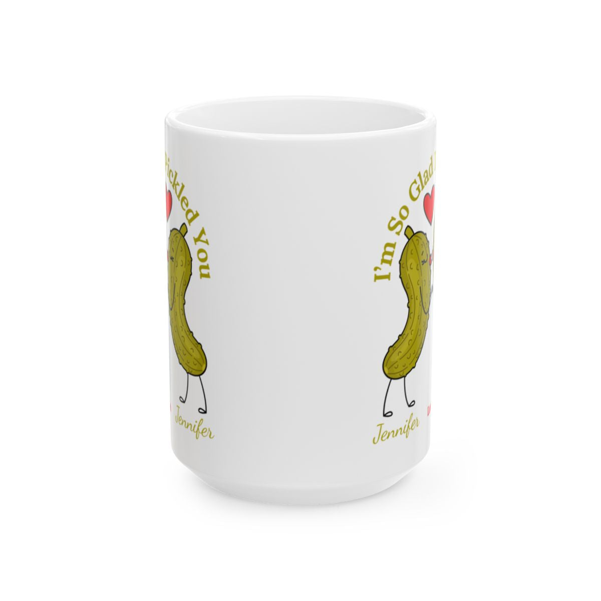 Couples PERSONALIZED "I'm So Glad I Pickled You" - Black & White Ceramic Mug, (11oz, 15oz)