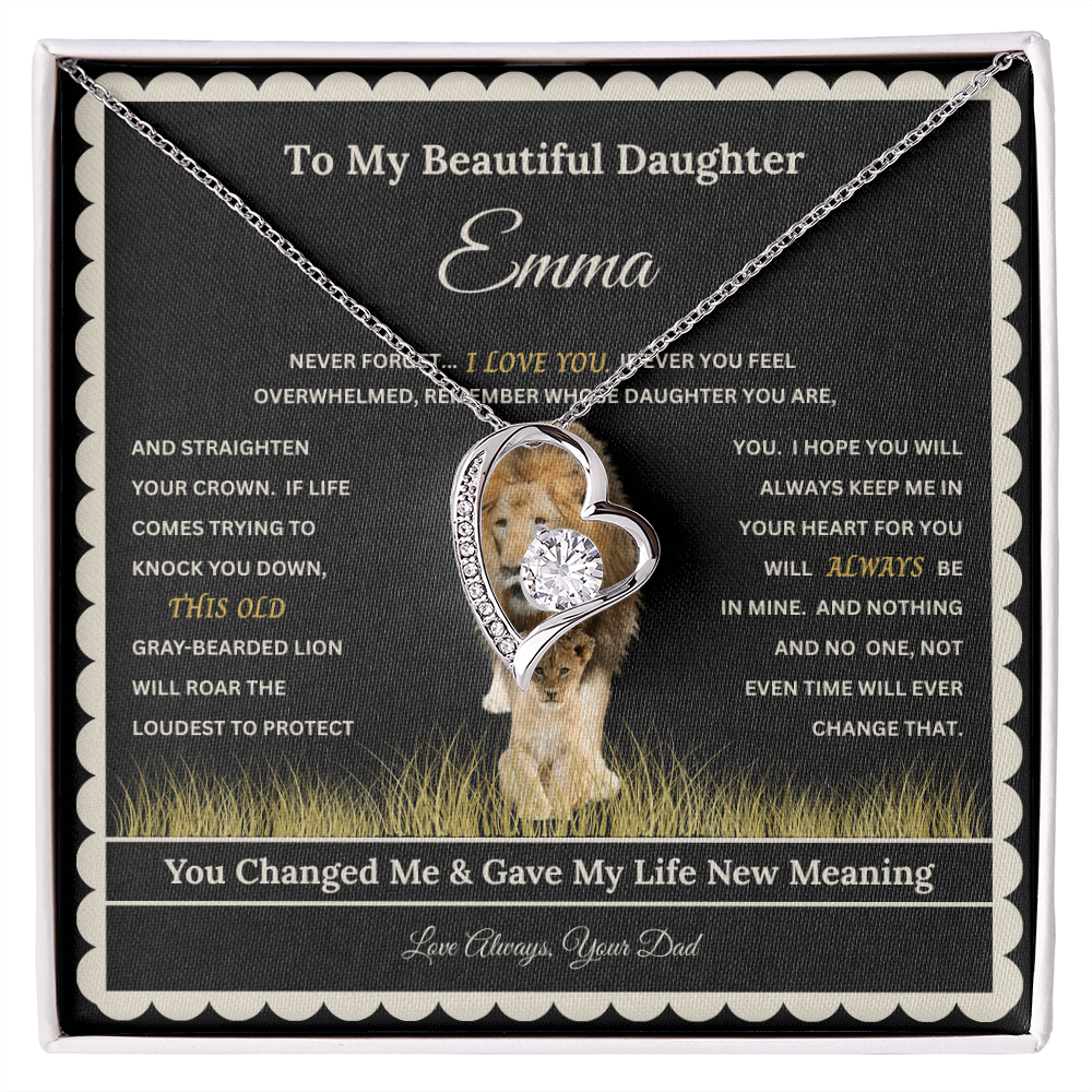 Personalized Daughter Heart Necklace with Message Card – Custom Name Gift for Daughter, Granddaughter, Bonus Daughter or Goddaughter