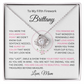 To My Daughter(s) — Beautiful Love Knot Necklace & PERSONALIZED Heartwarming Message from Mom (Only, First-Born, Second, Third, Fourth, Fifth, or Twins)