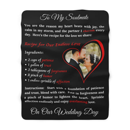 PERSONALIZED PHOTO Soulmate Recipe Blanket - Black Sherpa Fleece Blanket 60x80