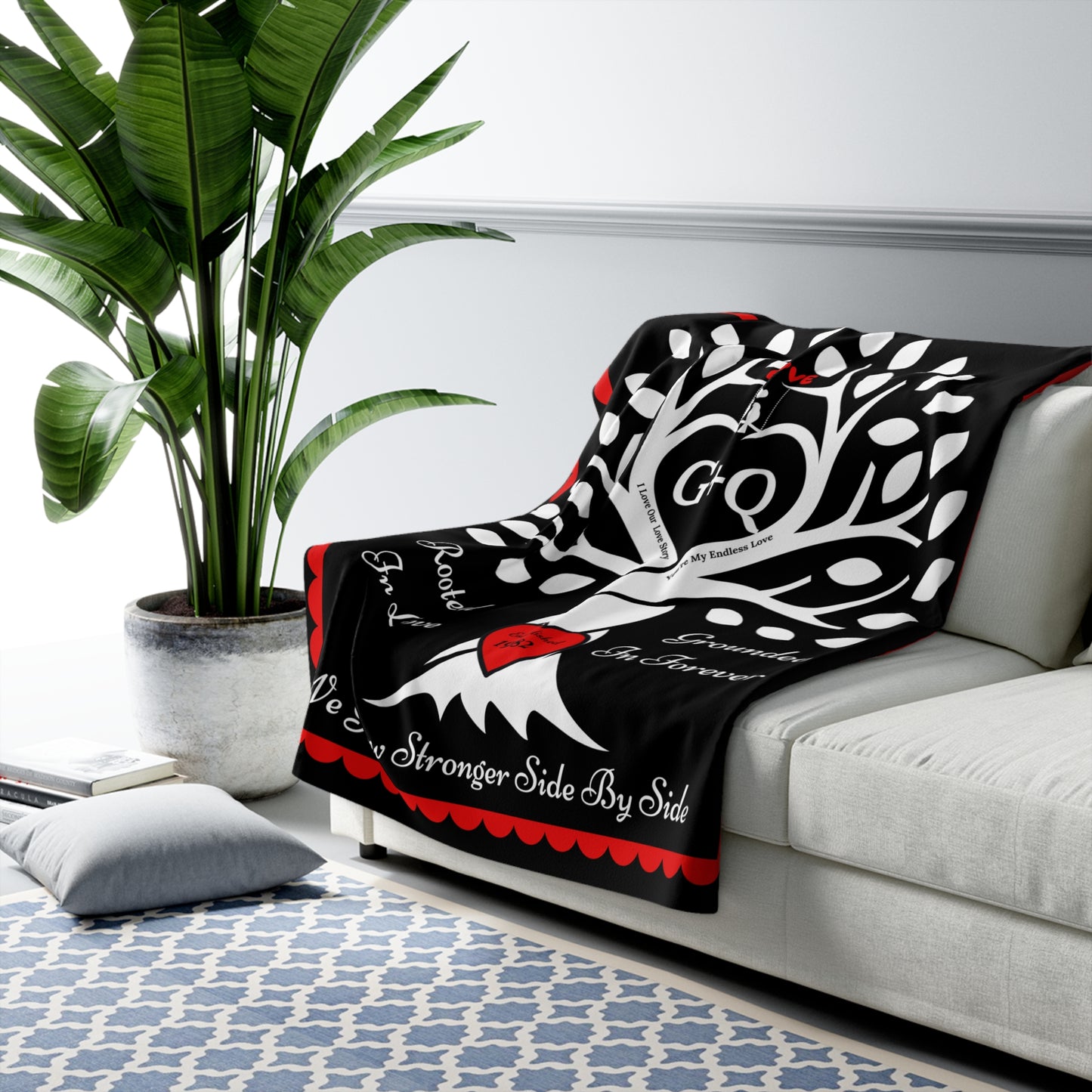 Couple's Love Birds “Rooted in Love” PERSONALIZED Initials & Established Year Blanket