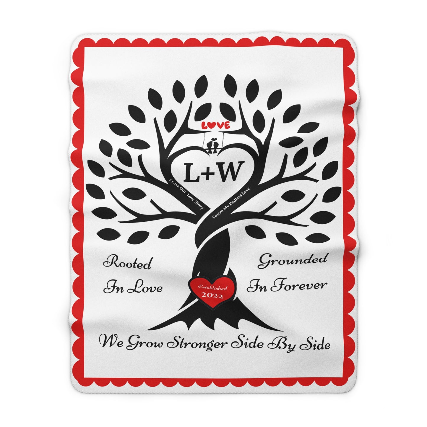 Couple's Love Birds “Rooted in Love” PERSONALIZED Initials & Established Year Blanket
