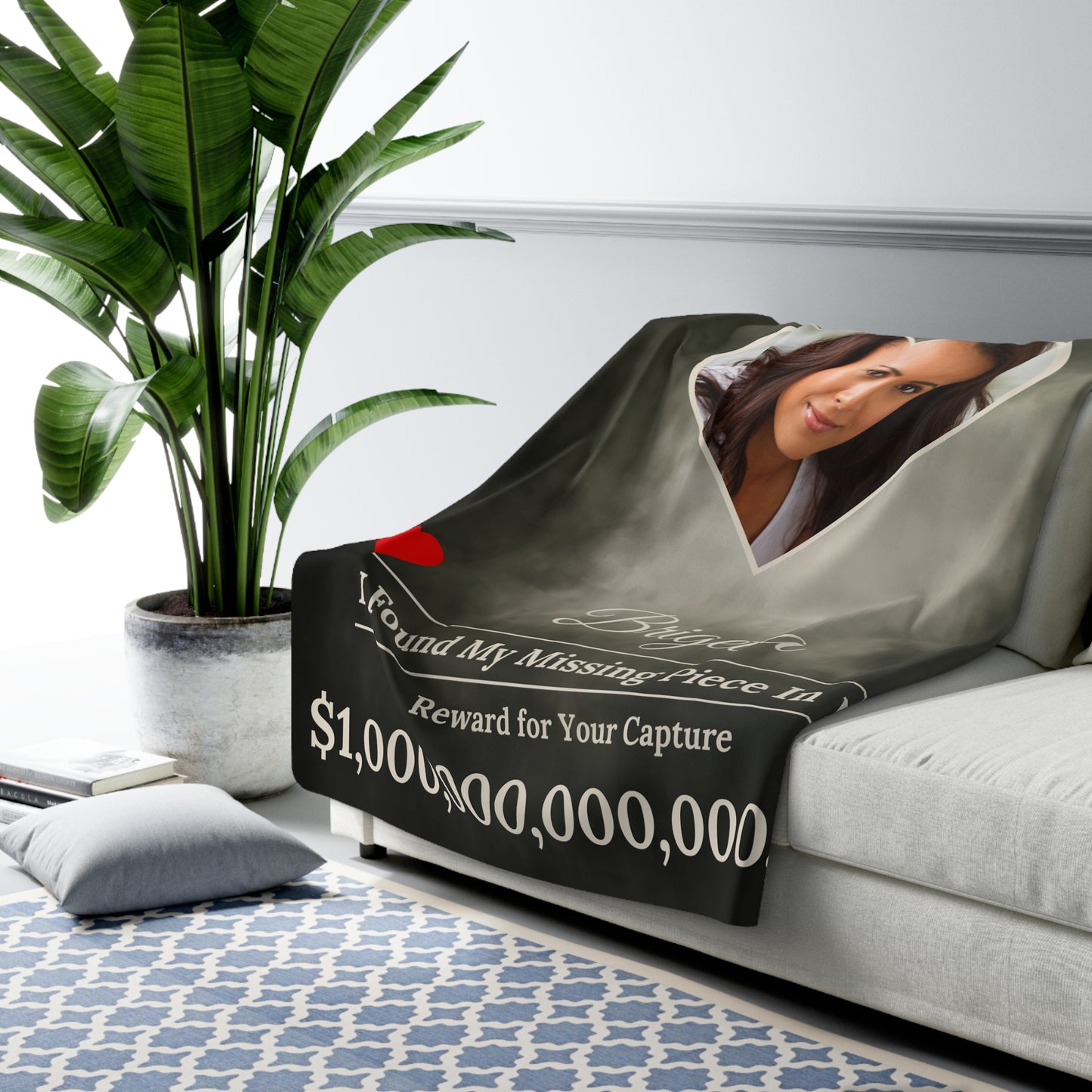 Personalized “WANTED” Love Soft Velveteen or Sherpa Blanket – Custom Photo, Name & Why Reward Poster