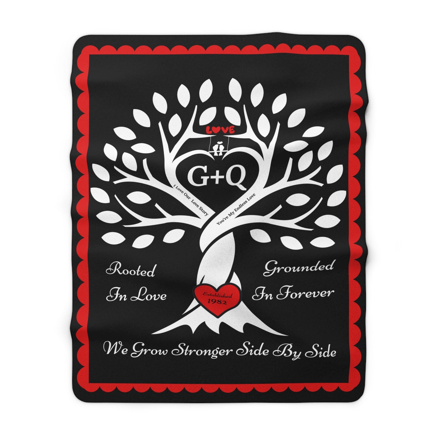 Couple's Love Birds “Rooted in Love” PERSONALIZED Initials & Established Year Blanket