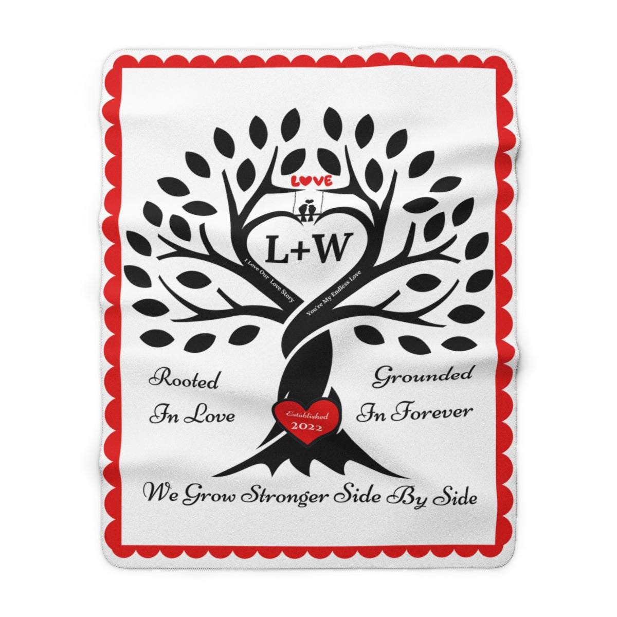 Couple's Love Birds “Rooted in Love” PERSONALIZED Initials & Established Year Blanket