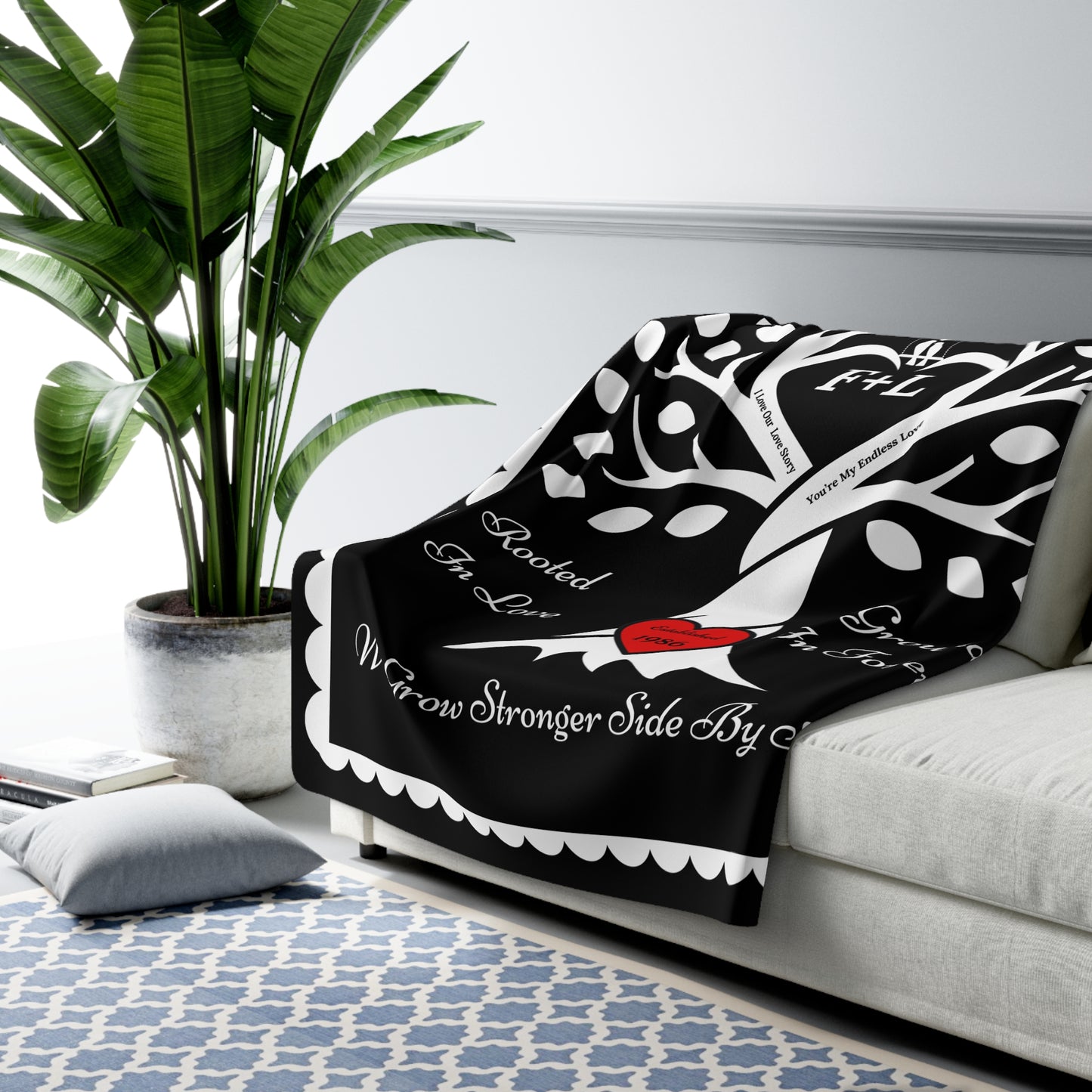 Couple's Love Birds “Rooted in Love” PERSONALIZED Initials & Established Year Blanket