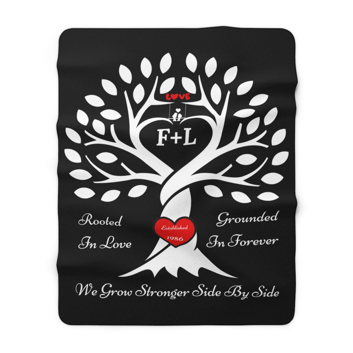 Love Birds “Rooted in Love” Couple’s PERSONALIZED Initials Blanket