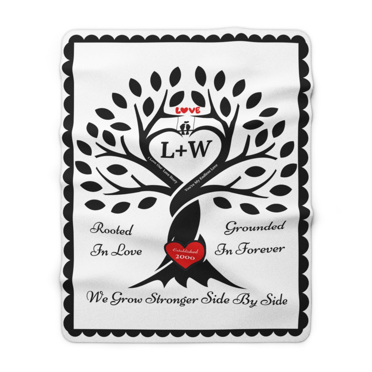 Couple's Love Birds “Rooted in Love” PERSONALIZED Initials & Established Year Blanket