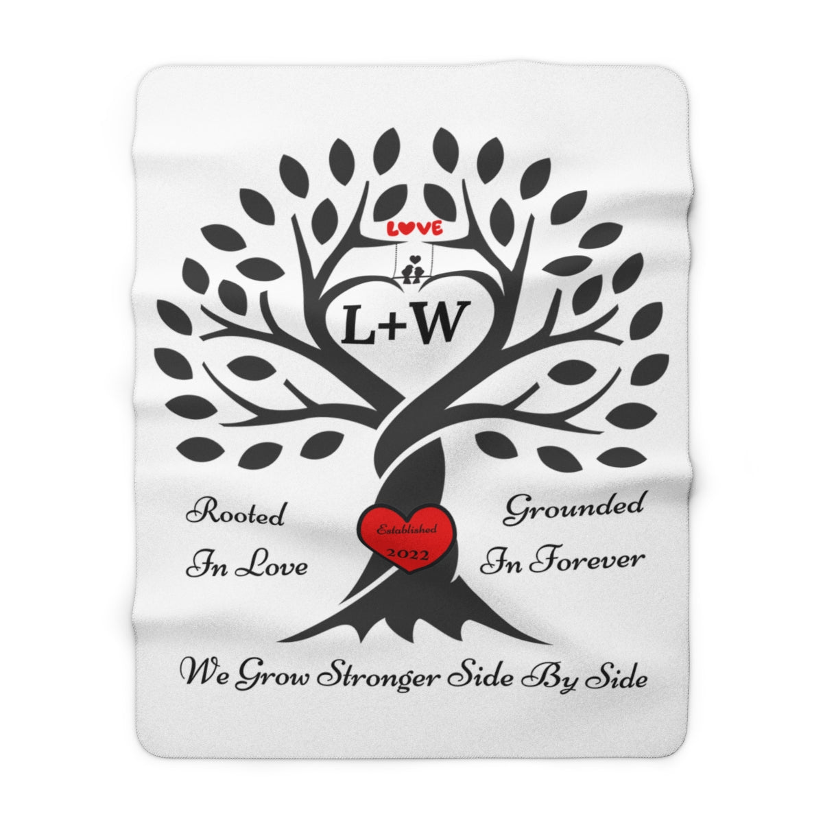 Love Birds “Rooted in Love” Couple’s PERSONALIZED Initials Blanket