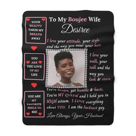 Beautiful Boujee Wife Blanket - PERSONALIZED Sherpa Fleece 60" X 80"