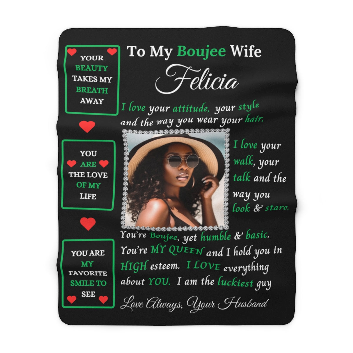 Beautiful Boujee Wife Blanket - PERSONALIZED Sherpa Fleece 60" X 80"