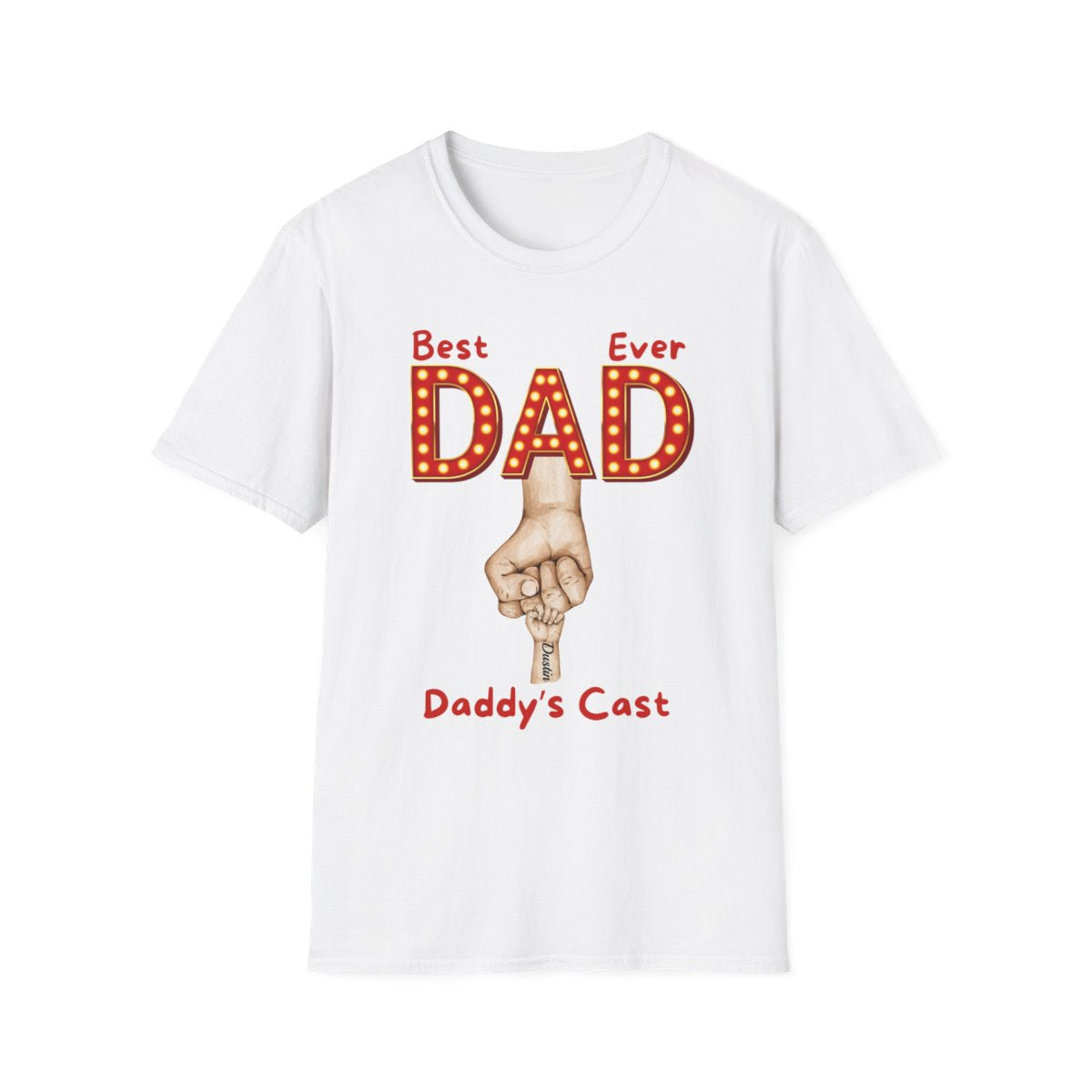 Personalized Best Dad "In Lights" Ever with Cast/Children's Names - Softstyle T-Shirt