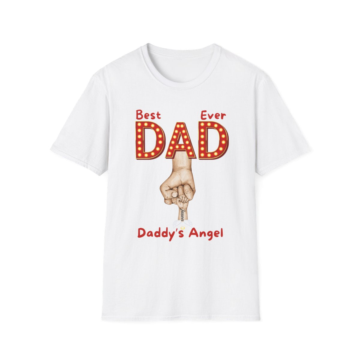 Personalized Best Dad "In Lights" Ever with Cast/Children's Names - Softstyle T-Shirt