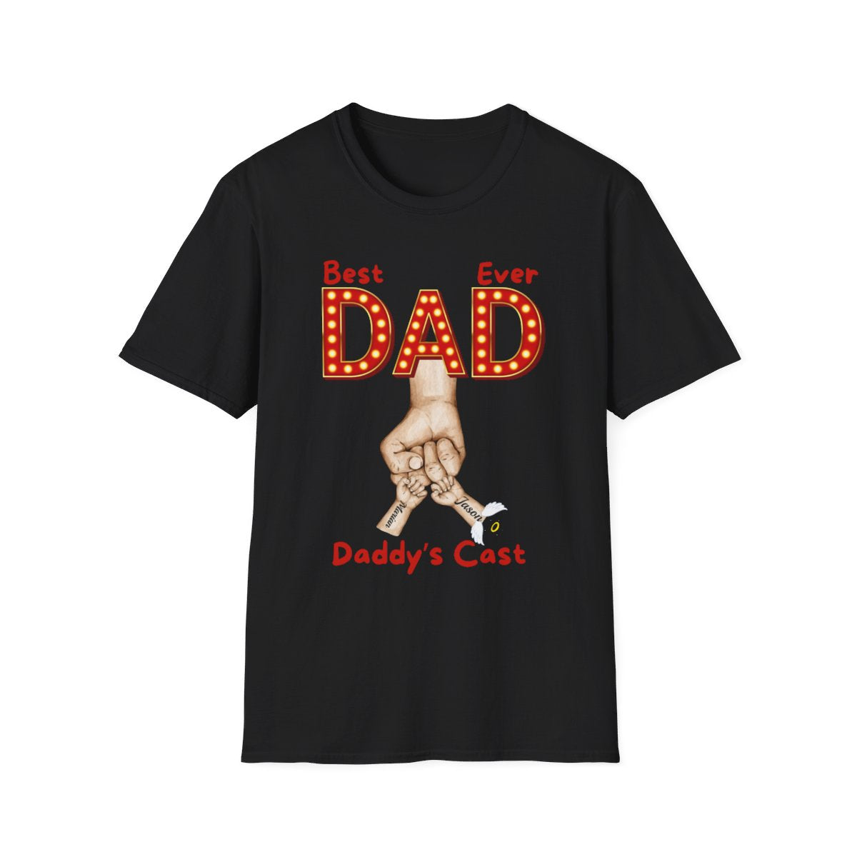 Personalized Best Dad "In Lights" Ever with Cast/Children's Names - Softstyle T-Shirt