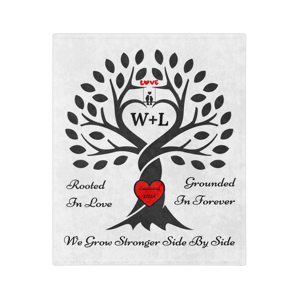 Love Birds “Rooted in Love” Couple’s PERSONALIZED Initials Blanket