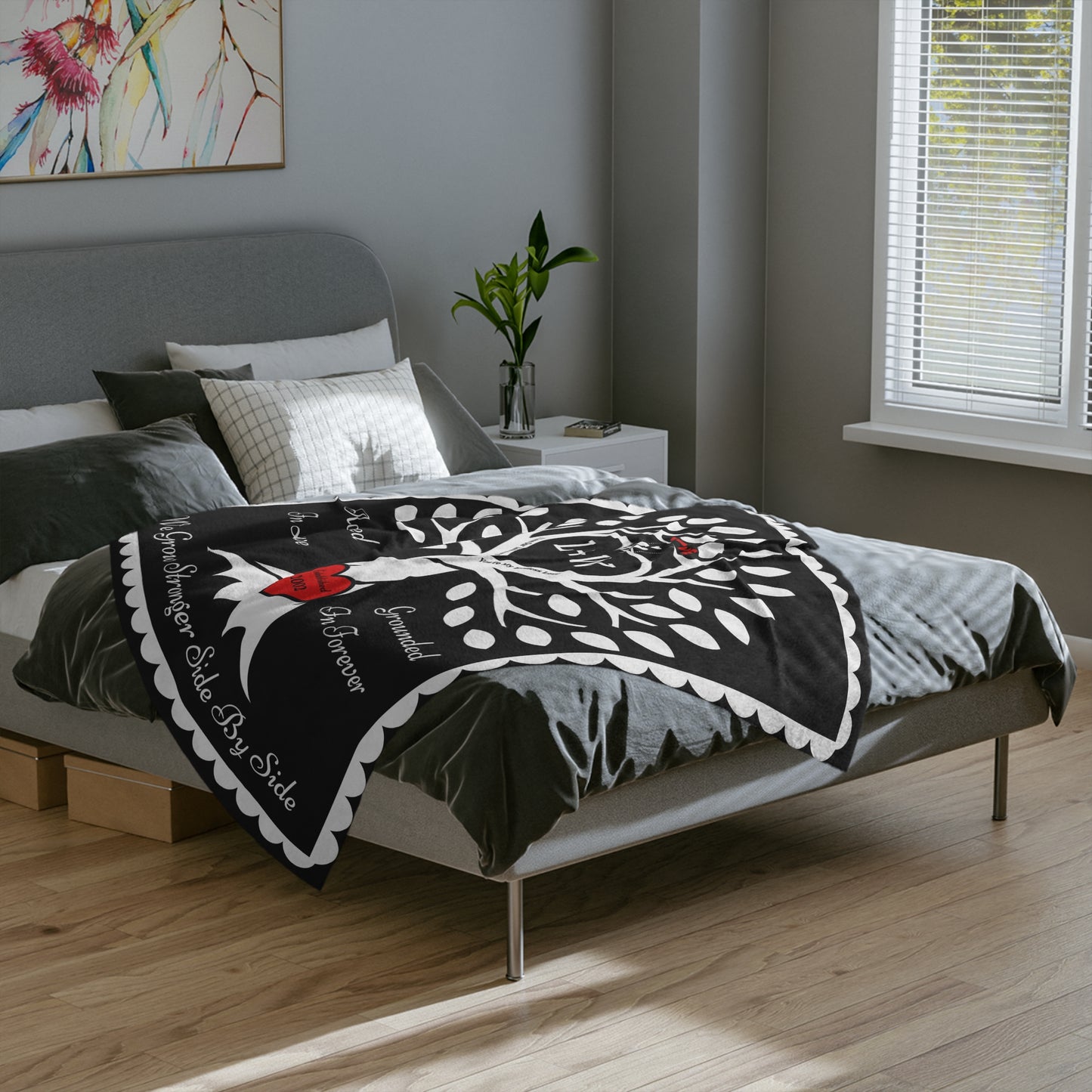 Couple's Love Birds “Rooted in Love” PERSONALIZED Initials & Established Year Blanket