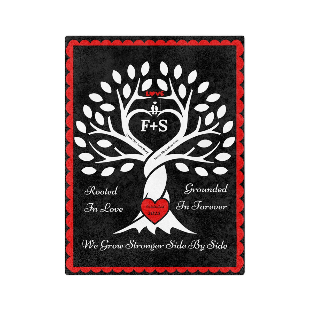 Couple's Love Birds “Rooted in Love” PERSONALIZED Initials & Established Year Blanket