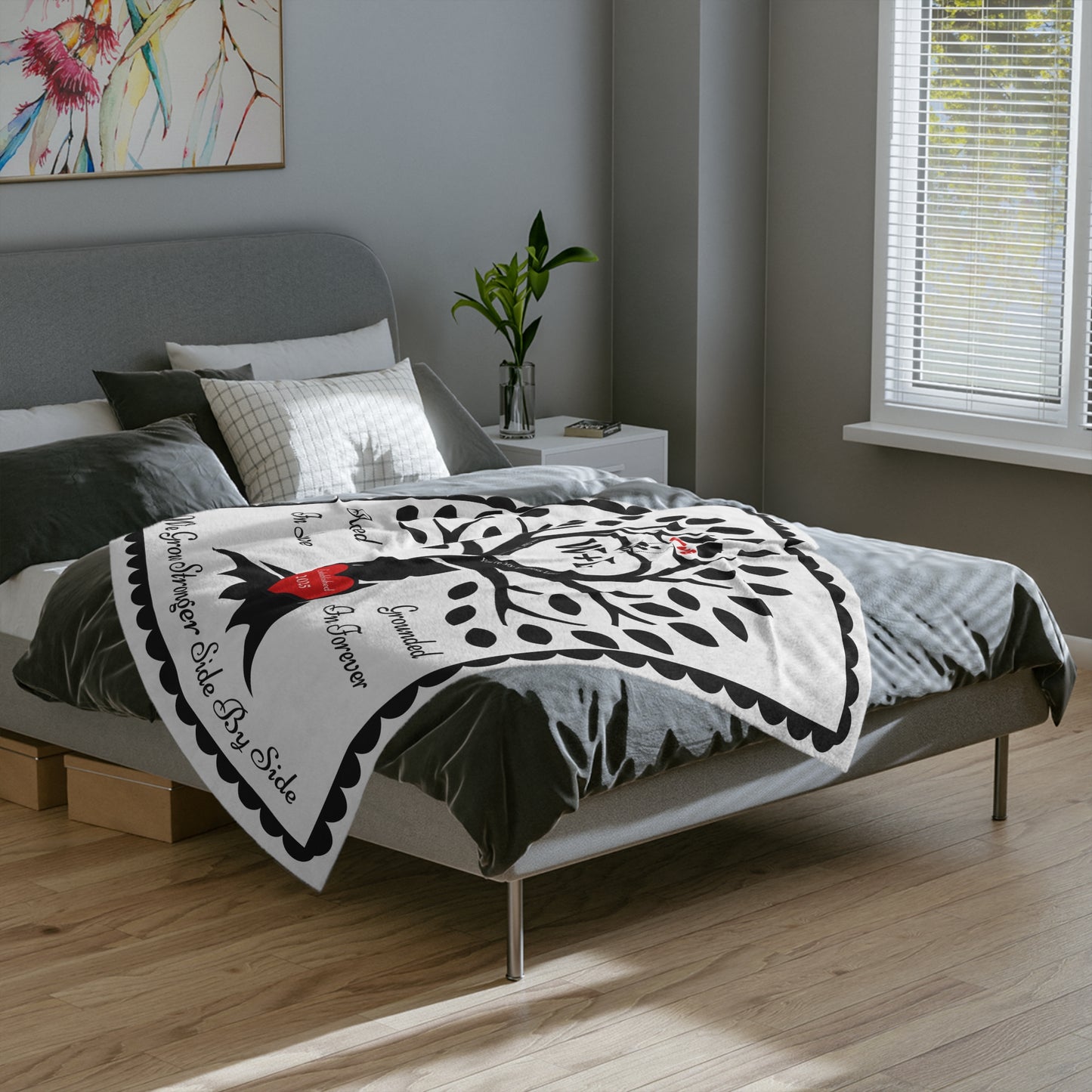 Couple's Love Birds “Rooted in Love” PERSONALIZED Initials & Established Year Blanket