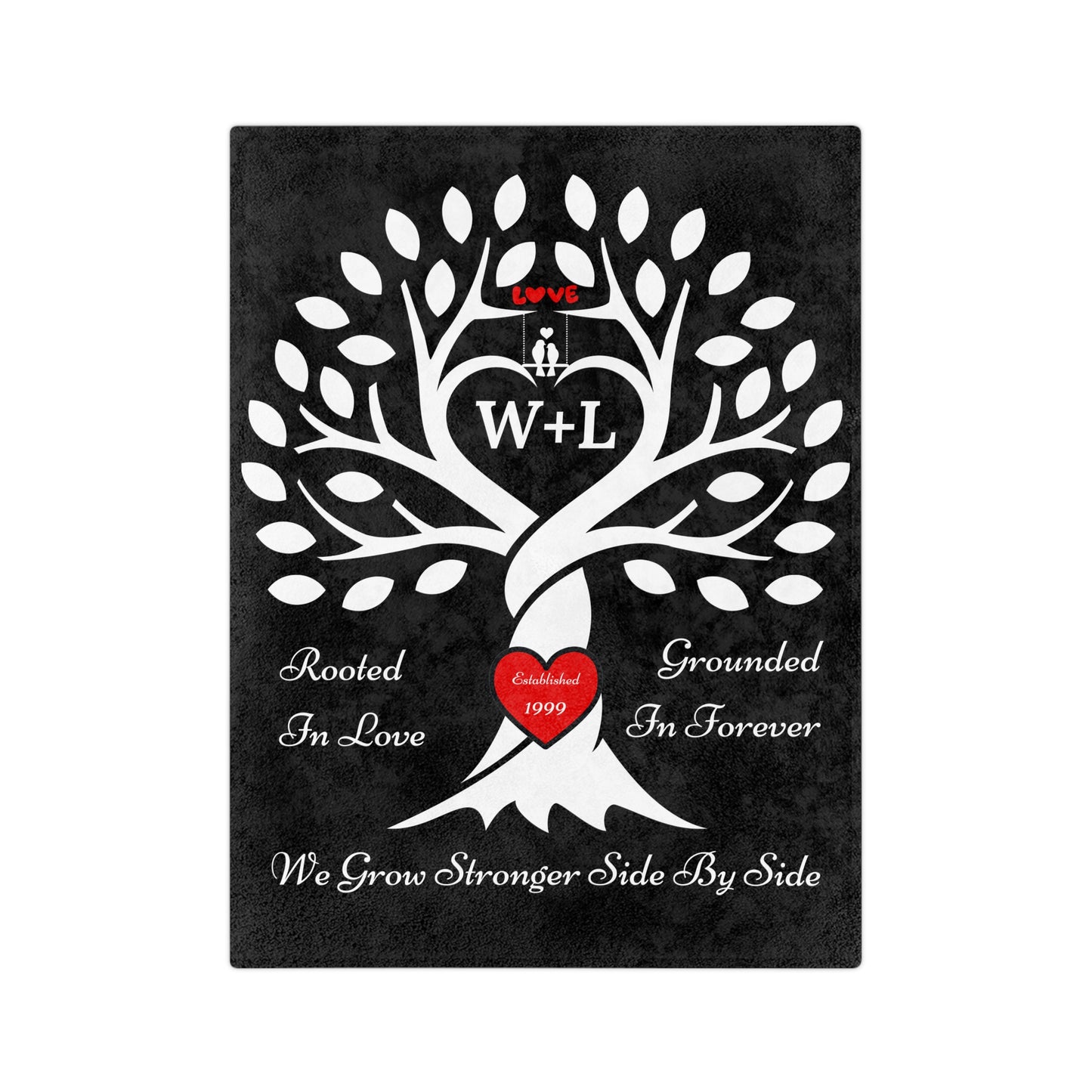 Love Birds “Rooted in Love” Couple’s PERSONALIZED Initials Blanket
