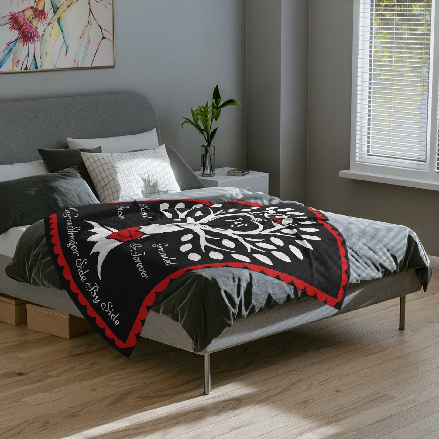 Couple's Love Birds “Rooted in Love” PERSONALIZED Initials & Established Year Blanket