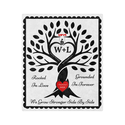 Couple's Love Birds “Rooted in Love” PERSONALIZED Initials & Established Year Blanket