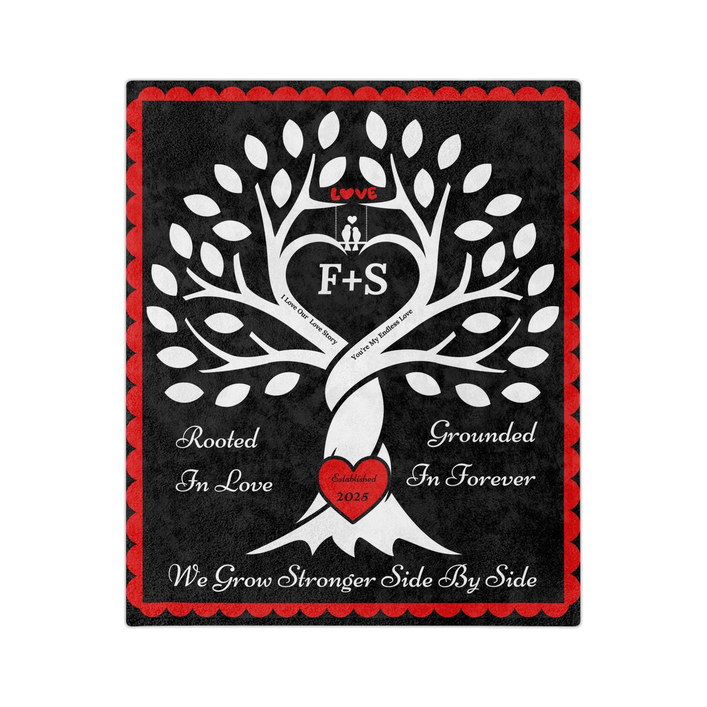 Couple's Love Birds “Rooted in Love” PERSONALIZED Initials & Established Year Blanket