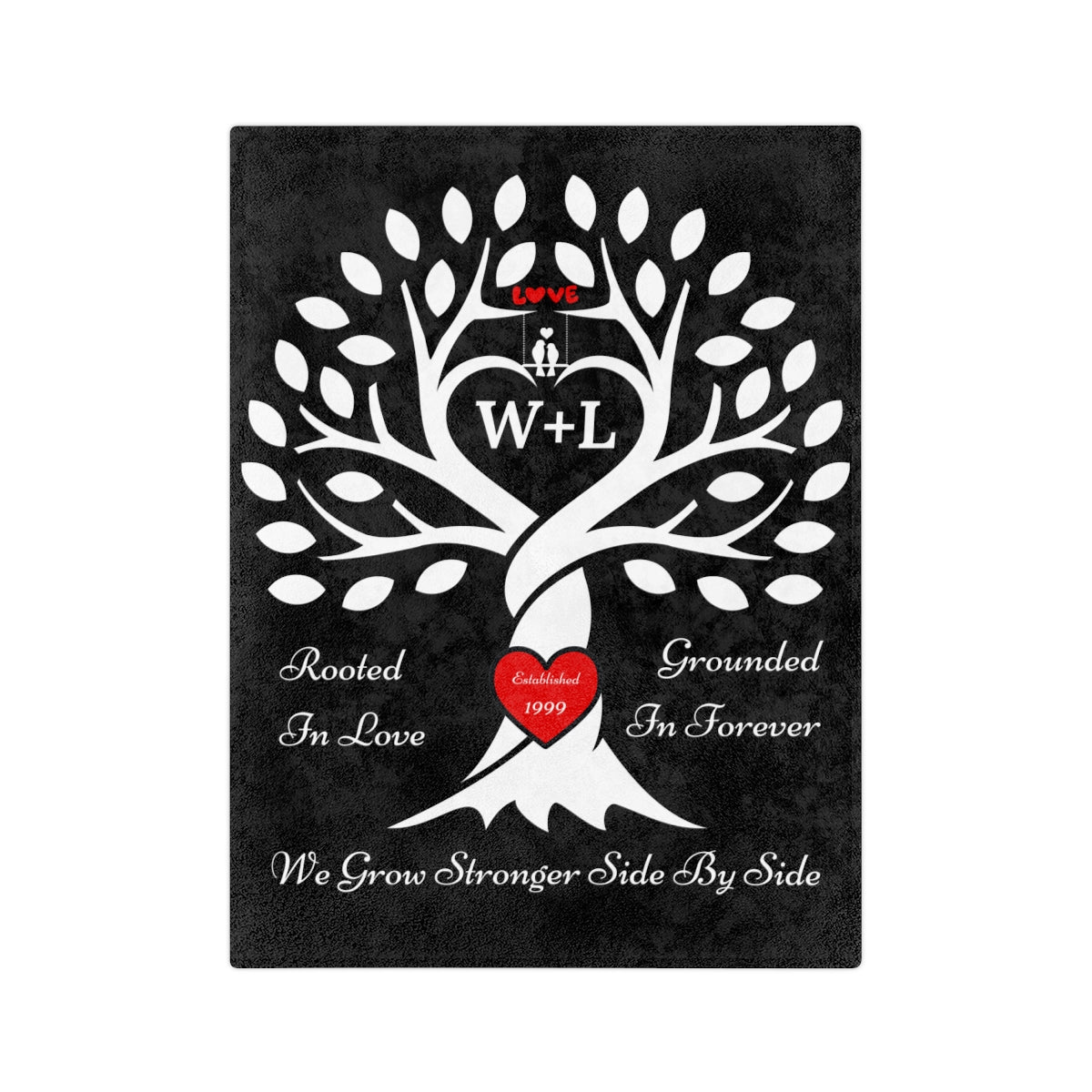 Love Birds “Rooted in Love” Couple’s PERSONALIZED Initials Blanket