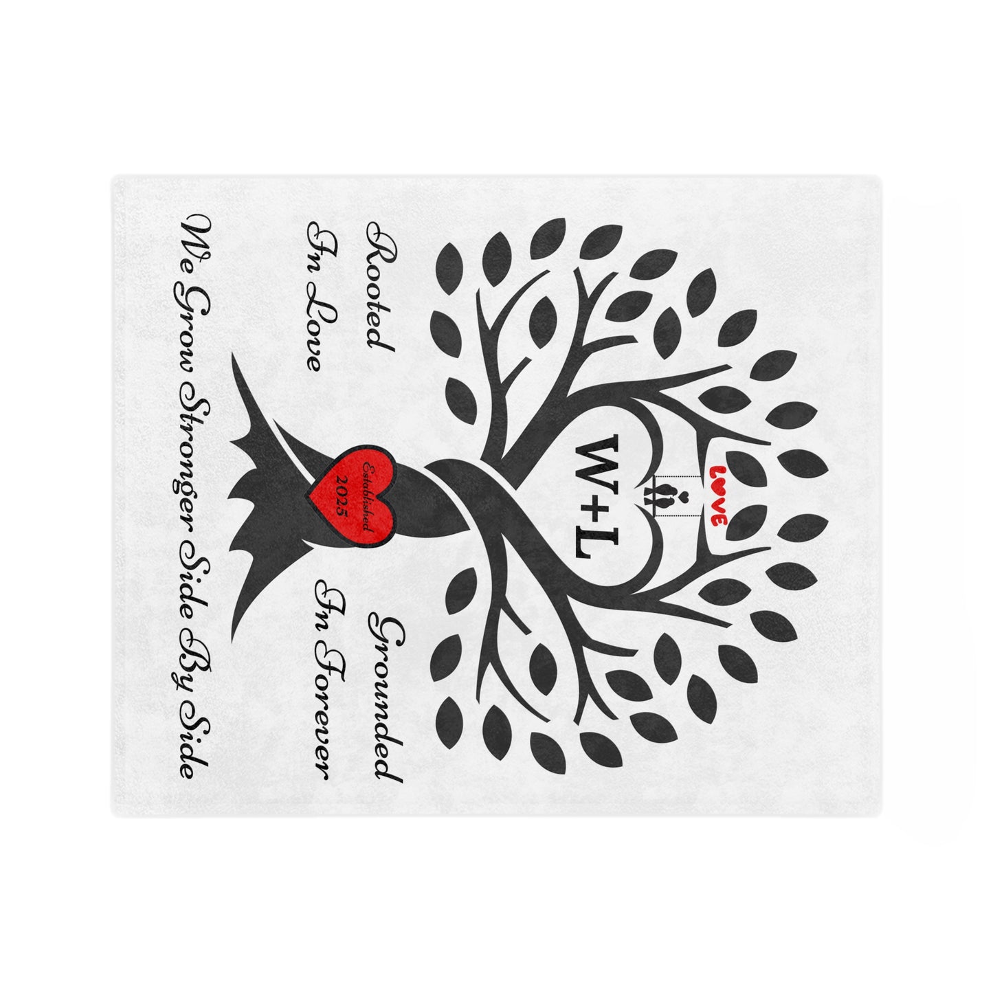 Love Birds “Rooted in Love” Couple’s PERSONALIZED Initials Blanket