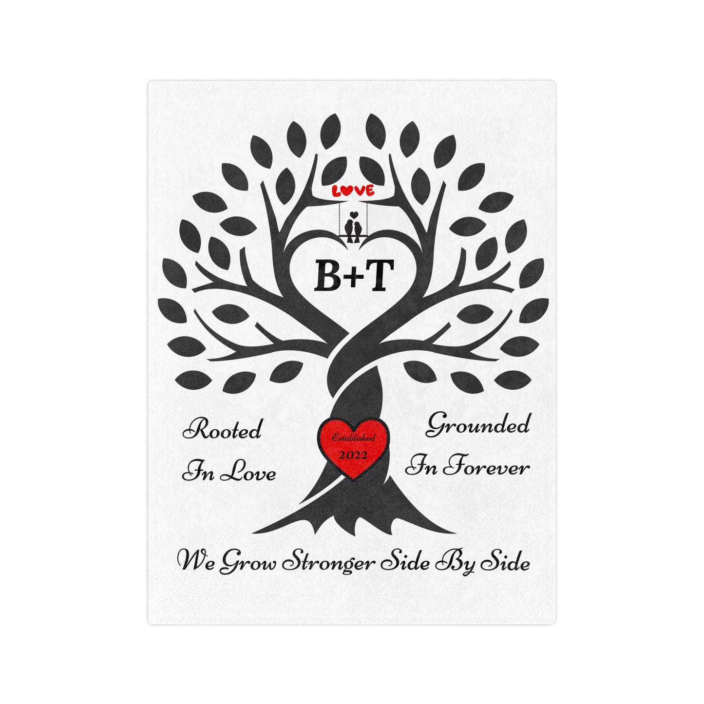 Love Birds “Rooted in Love” Couple’s PERSONALIZED Initials Blanket
