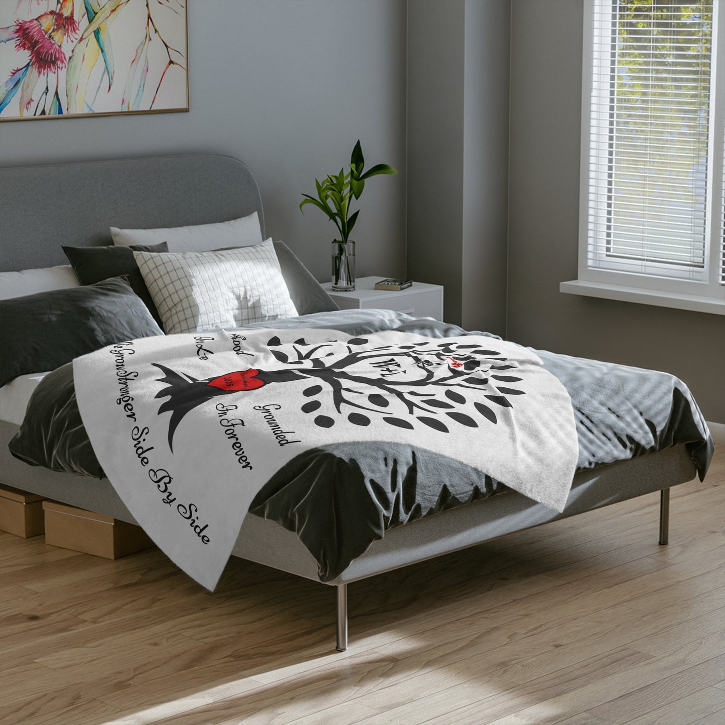 Love Birds “Rooted in Love” Couple’s PERSONALIZED Initials Blanket