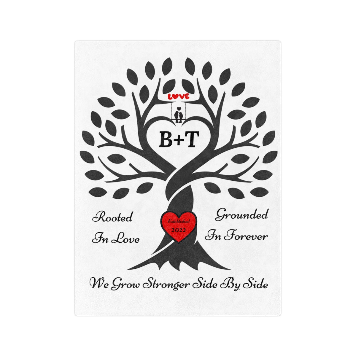 Love Birds “Rooted in Love” Couple’s PERSONALIZED Initials Blanket
