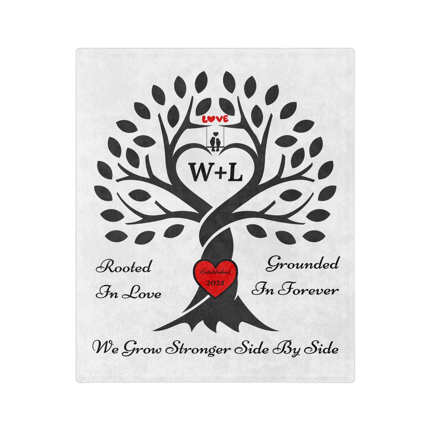 Love Birds “Rooted in Love” Couple’s PERSONALIZED Initials Blanket