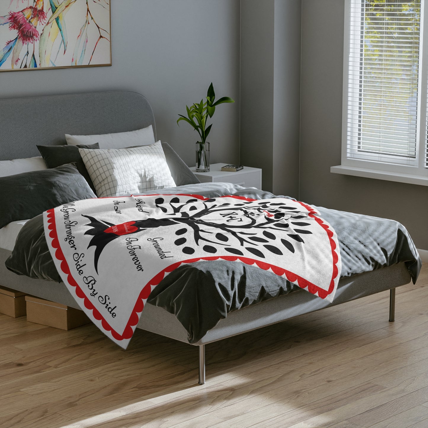 Couple's Love Birds “Rooted in Love” PERSONALIZED Initials & Established Year Blanket