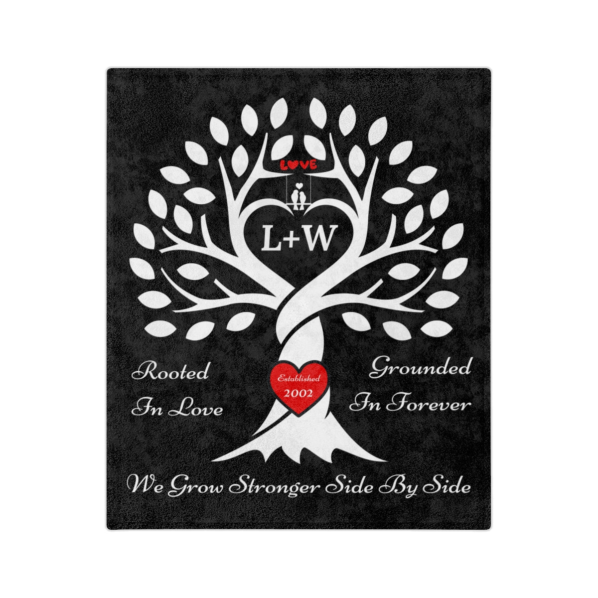 Love Birds “Rooted in Love” Couple’s PERSONALIZED Initials Blanket